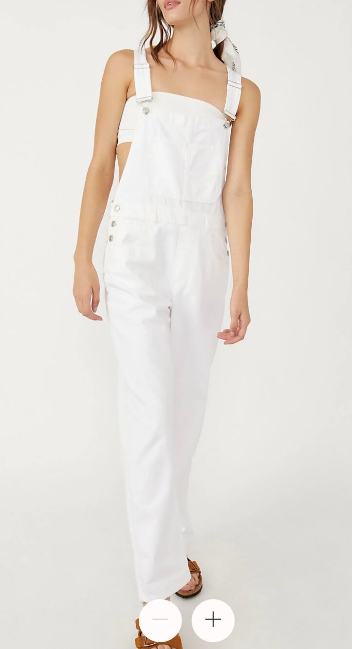 Free People Ziggy Denim Bib Overalls White XS